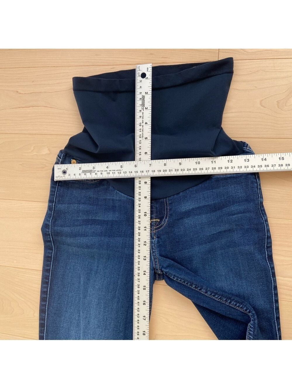 7 FAMK maternity jeans Secret fit belly style dark blue stretchy denim size 26 - Picture 10 of 14